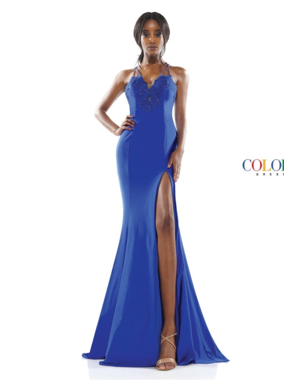 NWT ✨ Elegant Royal Blue Evening Gown with Lace Bodice COLORS DRESS 2302 size 6